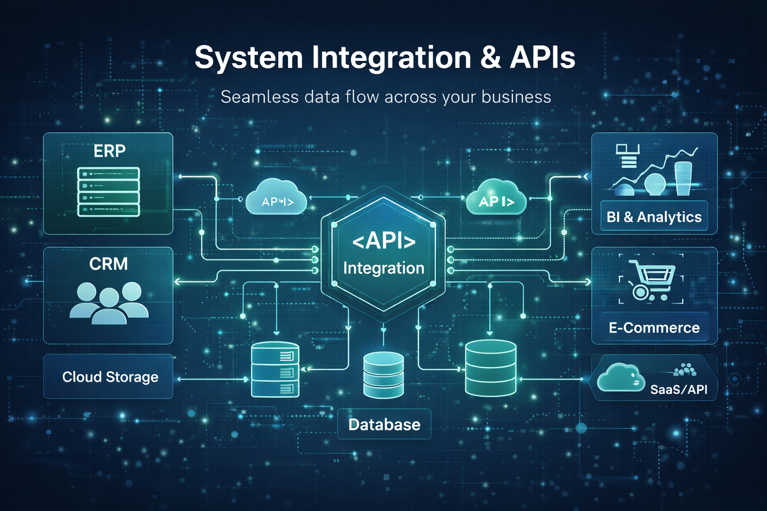 System integration and API connectivity across business platforms